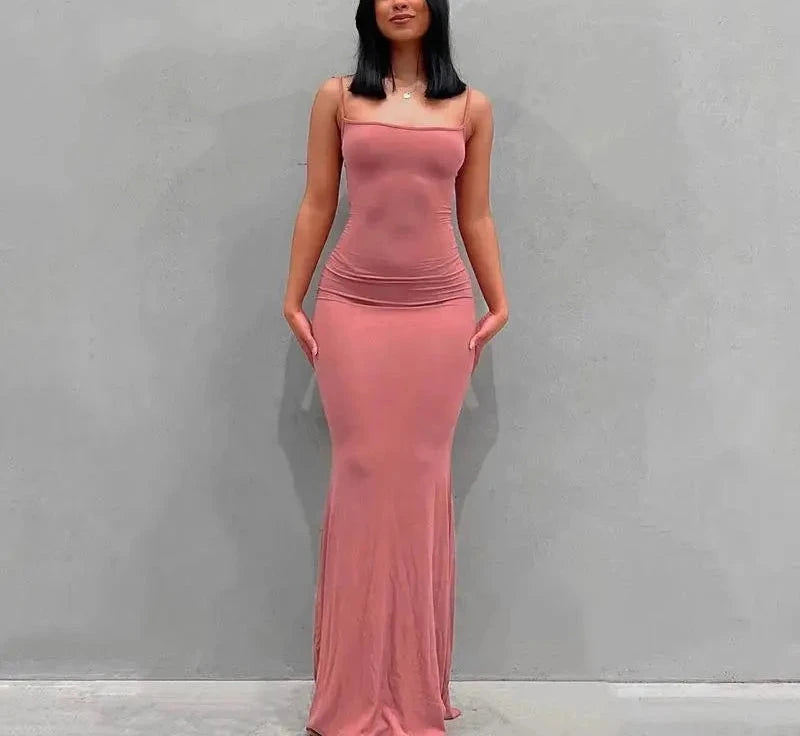 Women’s Backless Maxi Dress – Sexy Summer Vacation Party & Club Night Dress