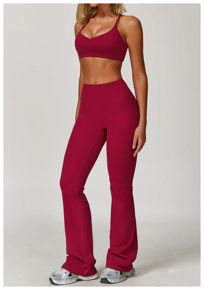 Women's 2/3PCS Yoga Set Workout Clothes Long Sleeve Sports Bra Leggings Gym Running Activewear Outfit