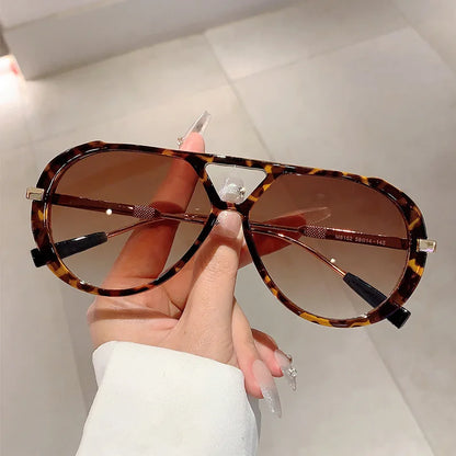 Vintage Double Bridge Oval Sunglasses UV400 | Luxury Gradient Lens Retro Fashion Eyewear for Men & Women