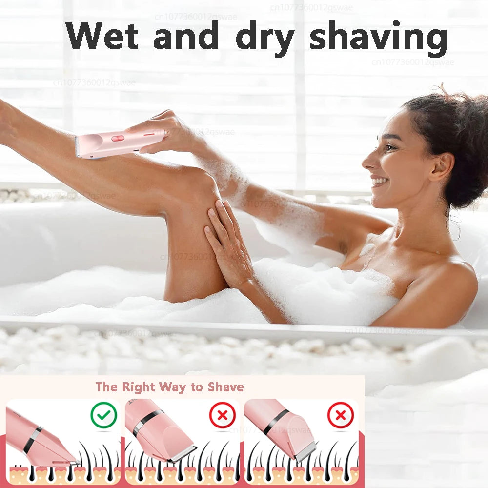 Painless Electric Shaver for Women 2-in-1 Razor & Epilator Smooth Legs Bikini Underarm
