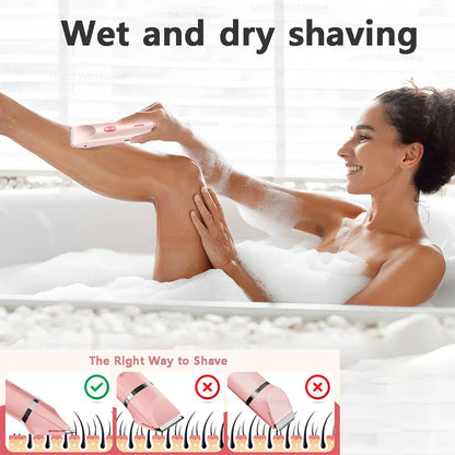 Painless Electric Shaver for Women 2-in-1 Razor & Epilator Smooth Legs Bikini Underarm