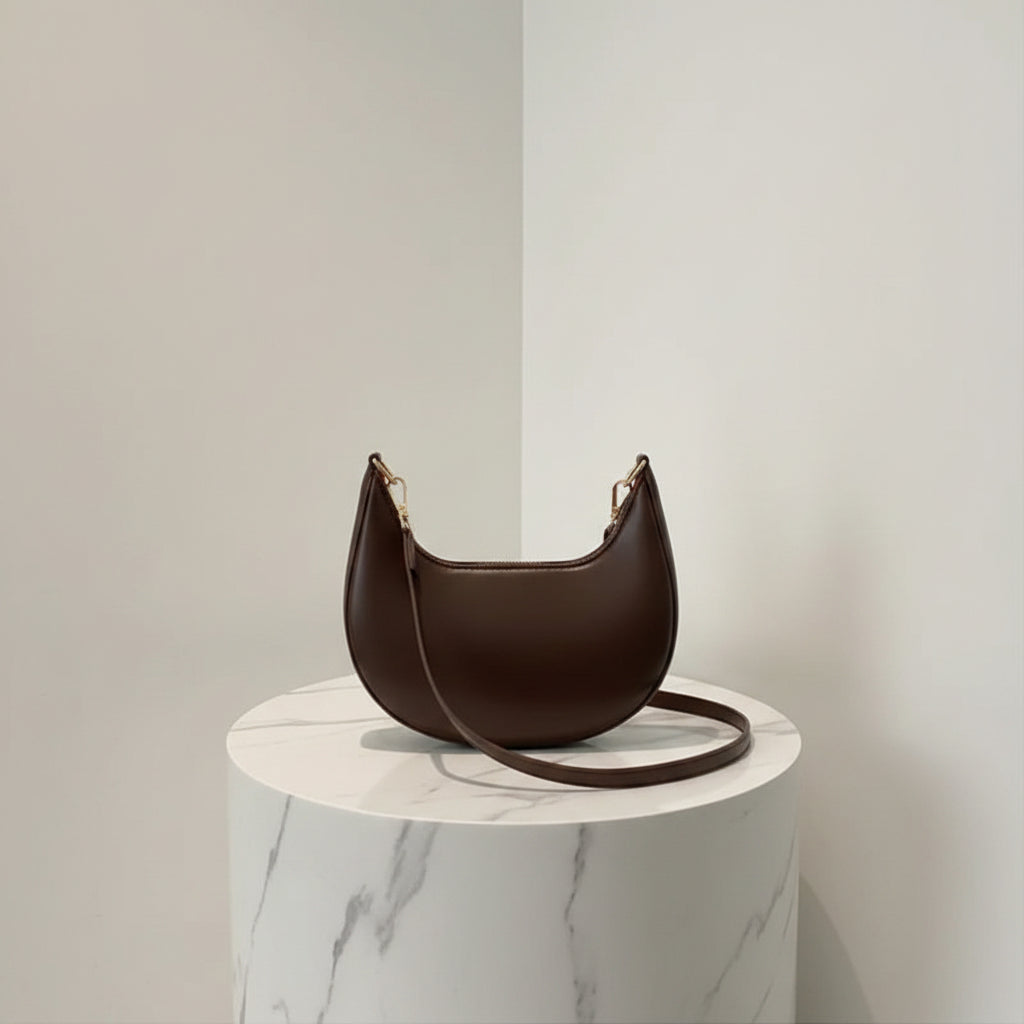Women’s Moon-Shaped Shoulder Bag – Elegant Minimalist Hobo Handbag, Luxury-Look Crescent Purse with Adjustable Strap