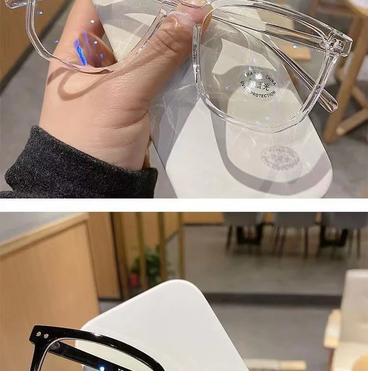 Anti-blue Light Glasses for Women with Regular Eyeglass Frame Finished Retro Flat Light Frame