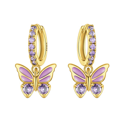 S925 Sterling Silver 18K Gold-Lined Zircon Hoop Earrings for Women