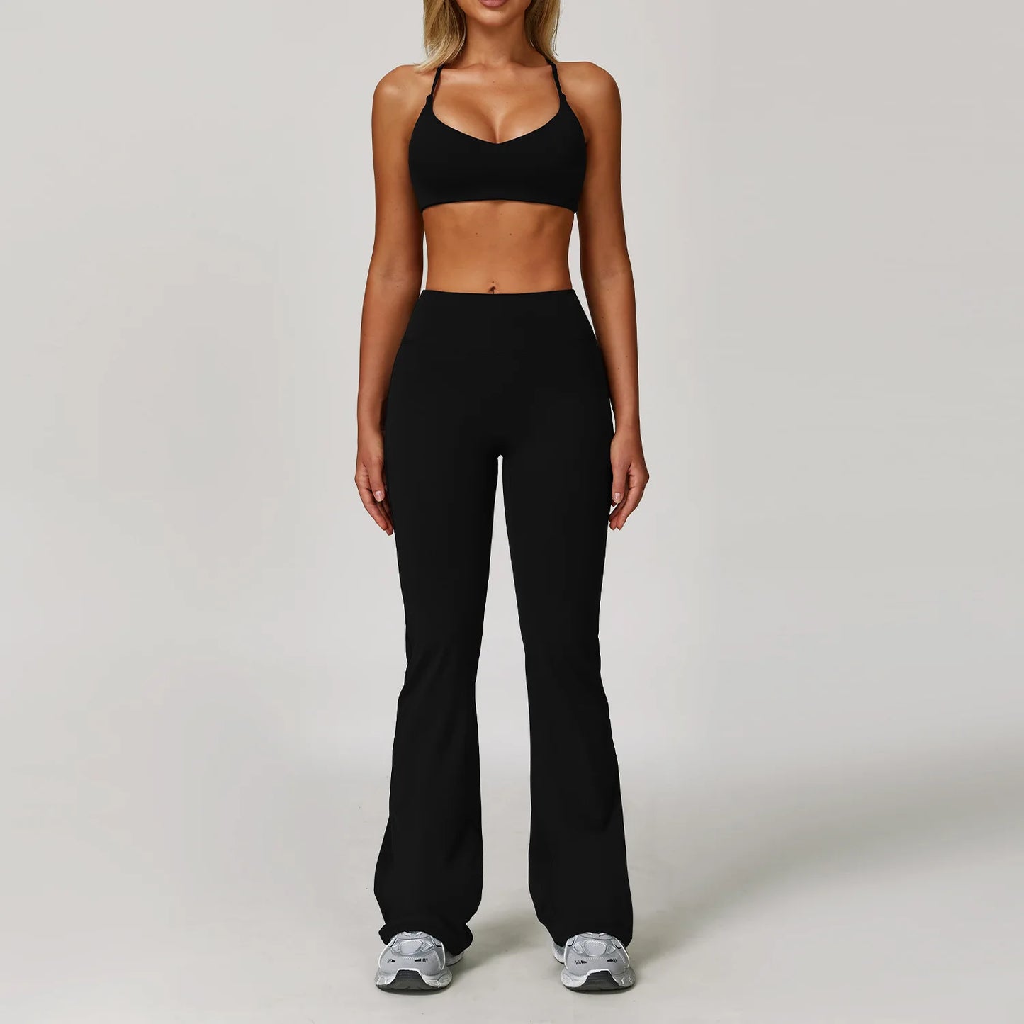 Women's 2/3PCS Yoga Set Workout Clothes Long Sleeve Sports Bra Leggings Gym Running Activewear Outfit