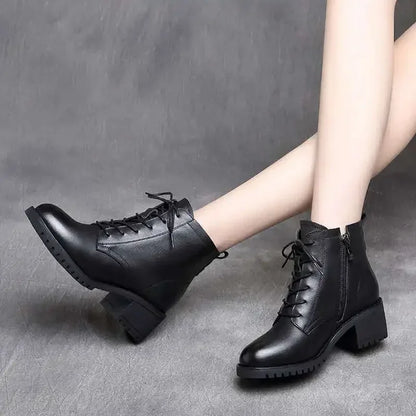 2025 Women's Shoes Luxury Chelsea Boot Women Leather Boot Chunky Winter Shoe Platform Ankle Boots Thick Heel Brand Designer