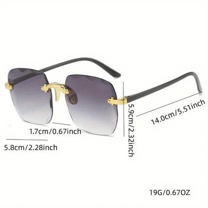 3PCS Square Rimless Sunglasses for Women & Men – Luxury Designer UV400 Shades, Fashion Summer Red Gradient Sun Glasses Set