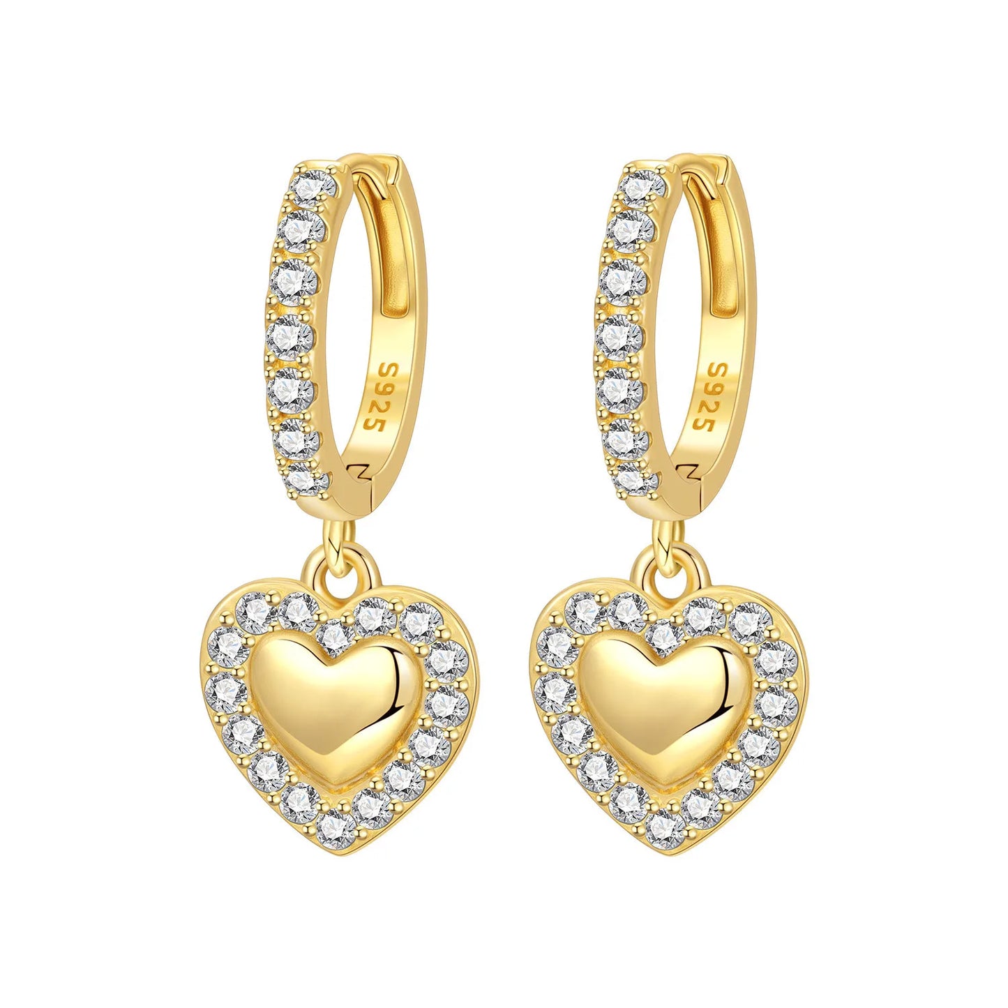 S925 Sterling Silver 18K Gold-Lined Zircon Hoop Earrings for Women