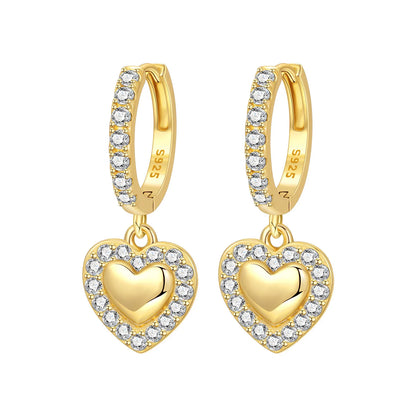 S925 Sterling Silver 18K Gold-Lined Zircon Hoop Earrings for Women