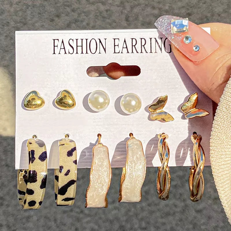 Gold Geometric Hoop Earrings for Women with Pearl Accents and Textured Styles