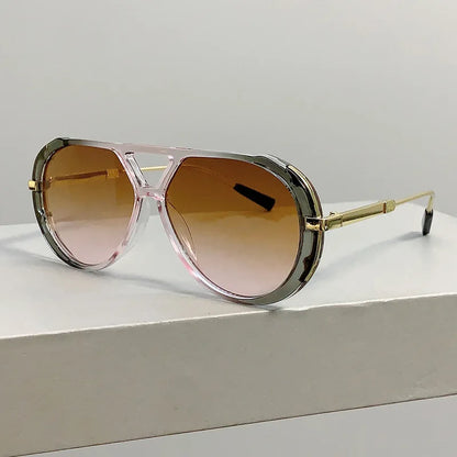 Vintage Double Bridge Oval Sunglasses UV400 | Luxury Gradient Lens Retro Fashion Eyewear for Men & Women