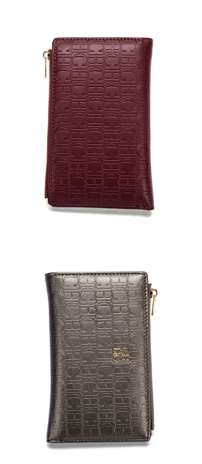 Retro Classic Style Solid Color Women's Long Wallet with Letter Print Portable Women's Clutch Bag Fashionable and Simple