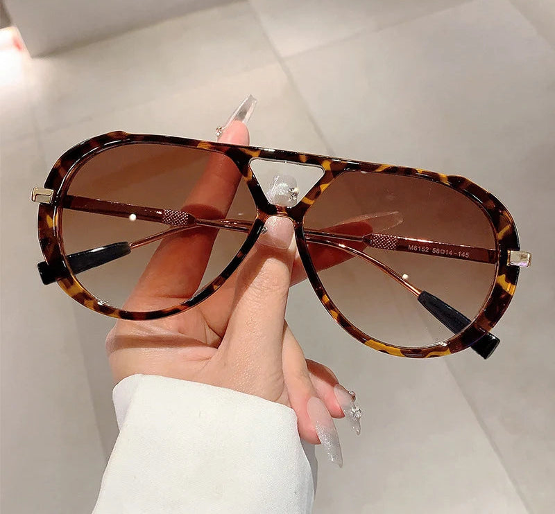 Vintage Double Bridge Oval Sunglasses UV400 | Luxury Gradient Lens Retro Fashion Eyewear for Men & Women