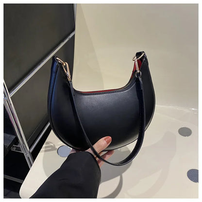 Women’s Moon-Shaped Shoulder Bag – Elegant Minimalist Hobo Handbag, Luxury-Look Crescent Purse with Adjustable Strap