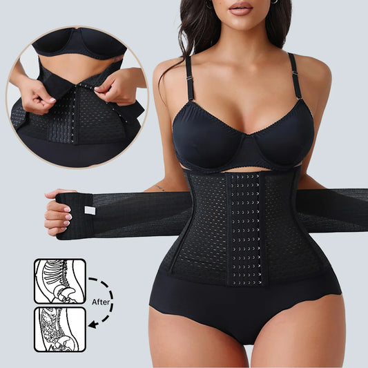 New Adjustable Waist Trainer for Women Double Belts Neoprene Corset with Zipper