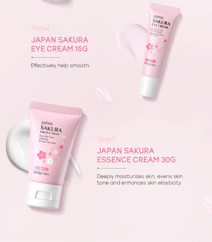LAIKOU Sakura Skin Care Sets Facial Cleanser Face Cream Serum Toner Moisturizing Brightening Firming Hydrating Face Care Kit