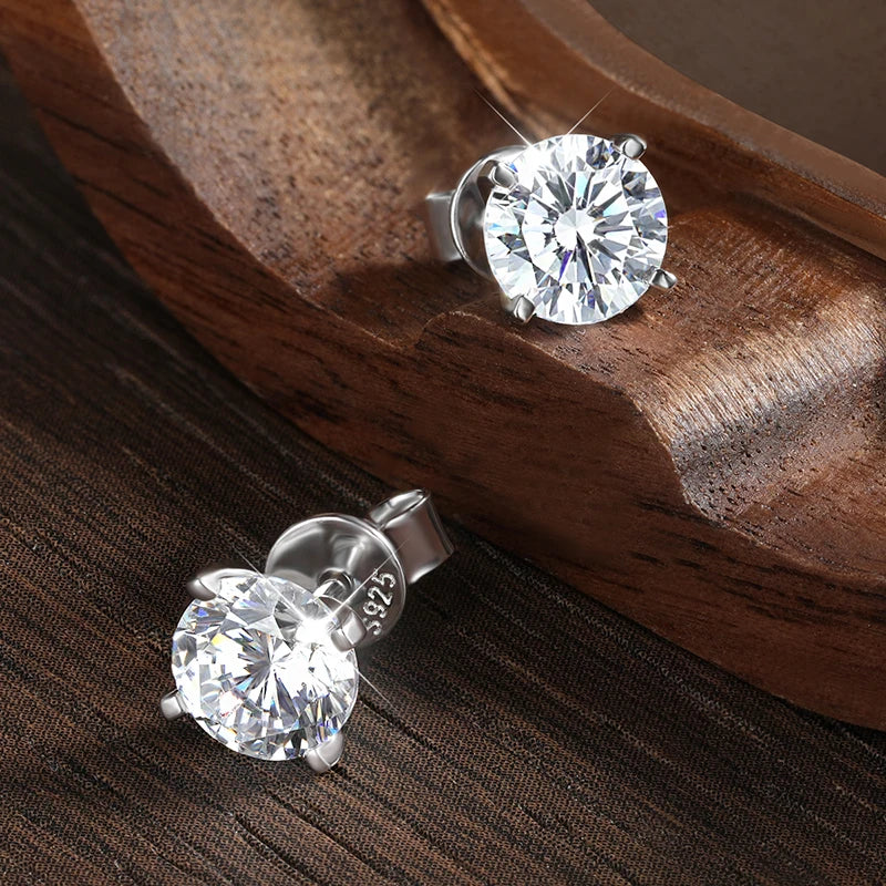 Moissanite Earring 0.2-2ct D VVS1 GRA Certified Lab Diamond 4 Claw s925 Unisex Sterling Silver Stud Earrings