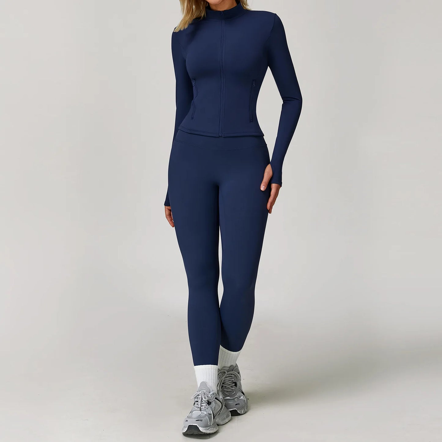 Women's 2/3PCS Yoga Set Workout Clothes Long Sleeve Sports Bra Leggings Gym Running Activewear Outfit