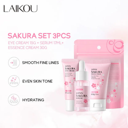 LAIKOU Sakura Skin Care Sets Facial Cleanser Face Cream Serum Toner Moisturizing Brightening Firming Hydrating Face Care Kit