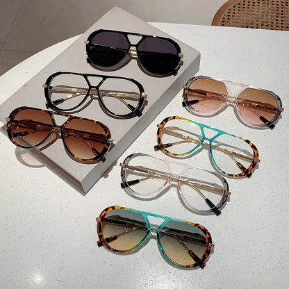 Vintage Double Bridge Oval Sunglasses UV400 | Luxury Gradient Lens Retro Fashion Eyewear for Men & Women