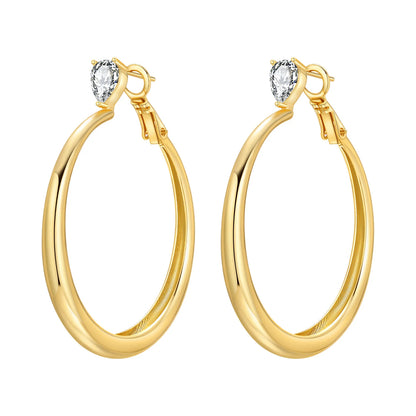 S925 Sterling Silver 18K Gold-Lined Zircon Hoop Earrings for Women