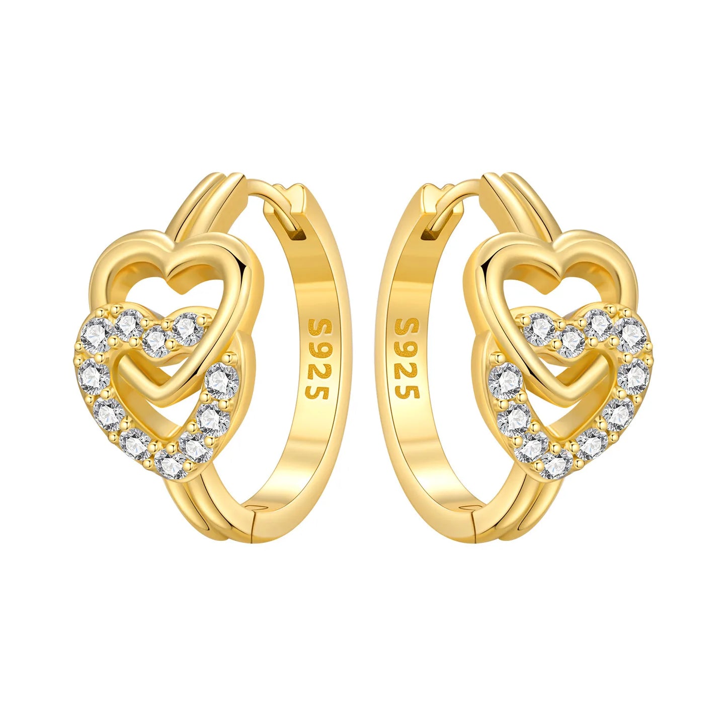 S925 Sterling Silver 18K Gold-Lined Zircon Hoop Earrings for Women