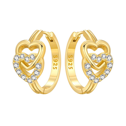 S925 Sterling Silver 18K Gold-Lined Zircon Hoop Earrings for Women