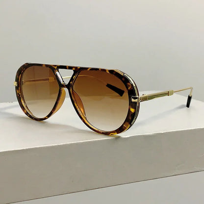 Vintage Double Bridge Oval Sunglasses UV400 | Luxury Gradient Lens Retro Fashion Eyewear for Men & Women