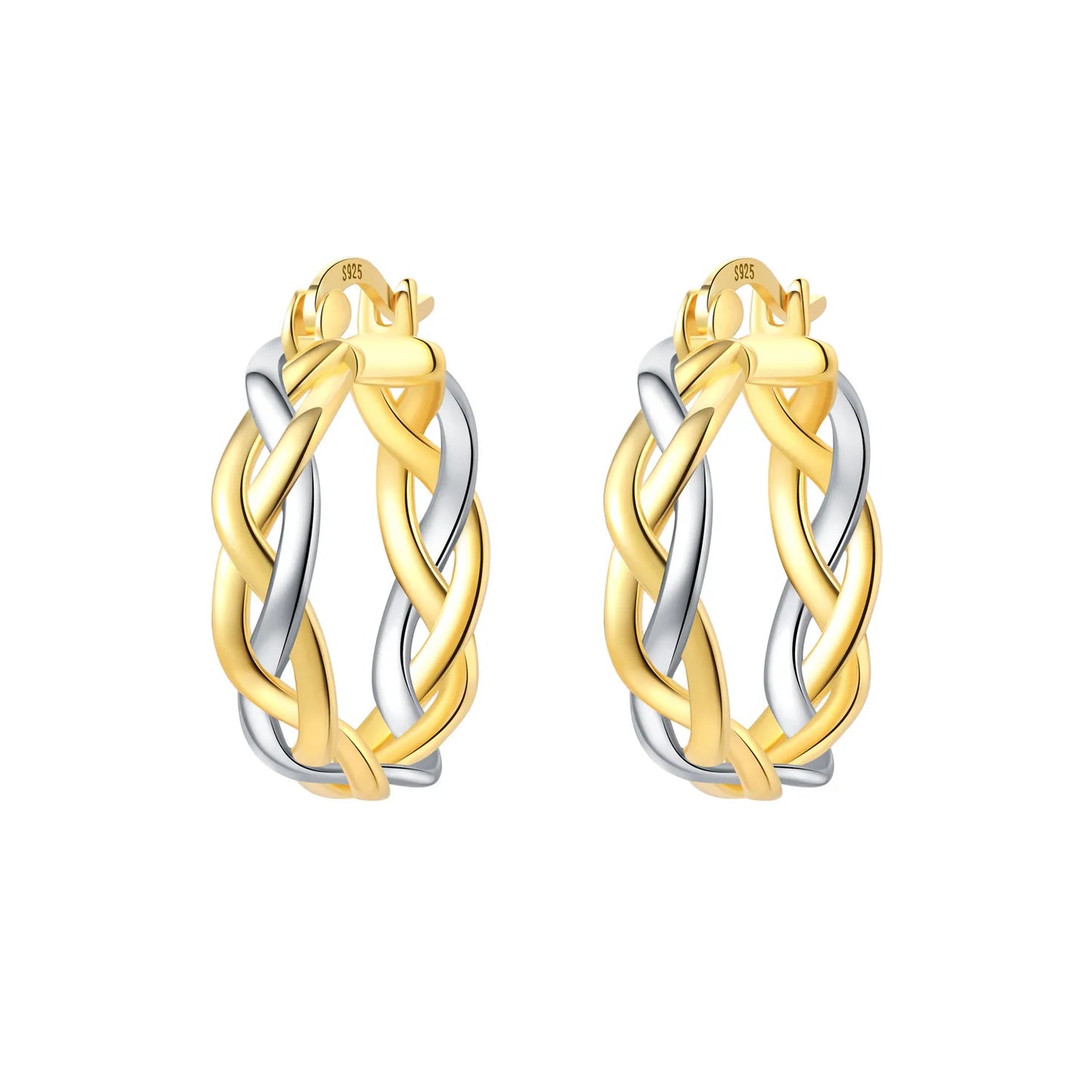 S925 Sterling Silver 18K Gold-Lined Zircon Hoop Earrings for Women