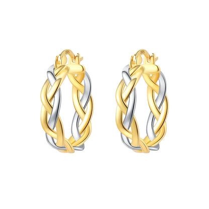 S925 Sterling Silver 18K Gold-Lined Zircon Hoop Earrings for Women