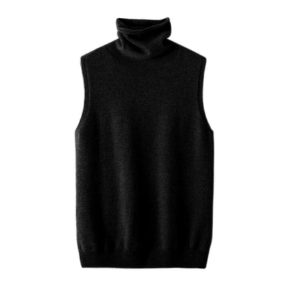 Womens Merino Wool Turtleneck Sweater Vest Sleeveless Knit Top