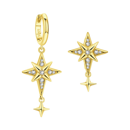 S925 Sterling Silver 18K Gold-Lined Zircon Hoop Earrings for Women