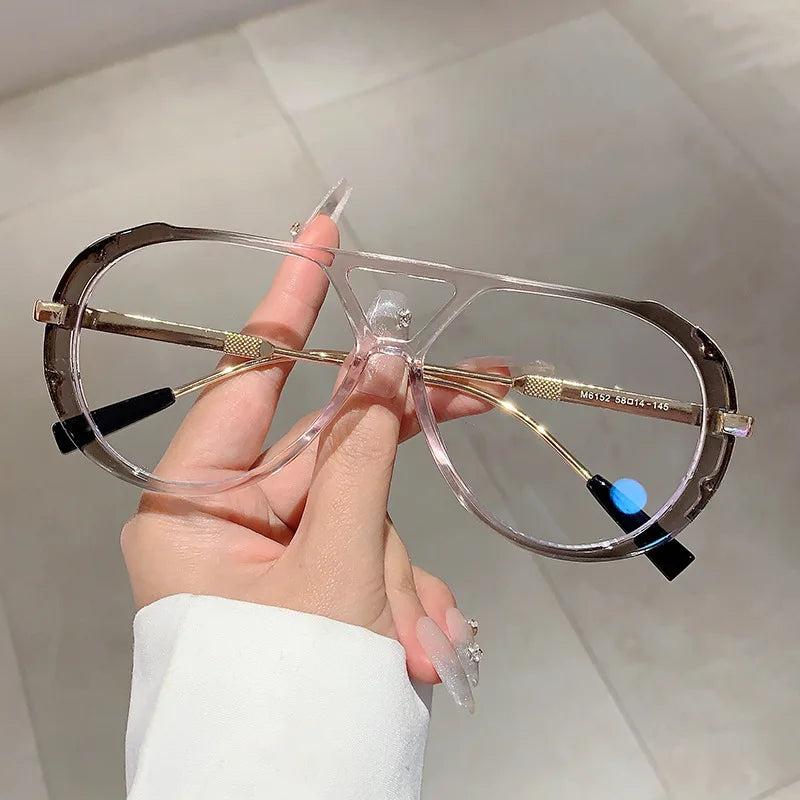 Vintage Double Bridge Oval Sunglasses UV400 | Luxury Gradient Lens Retro Fashion Eyewear for Men & Women