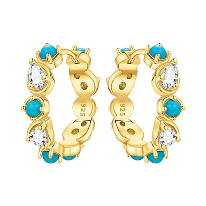 S925 Sterling Silver 18K Gold-Lined Zircon Hoop Earrings for Women