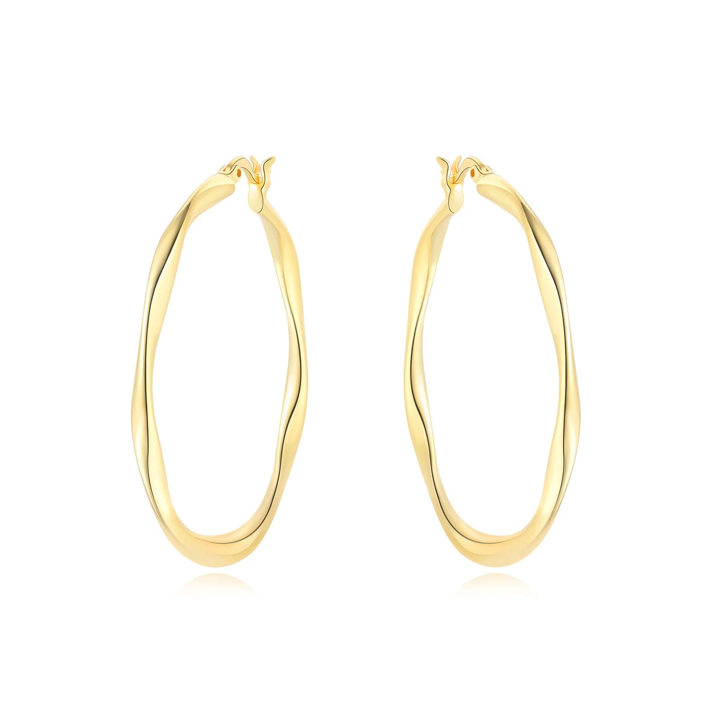 S925 Sterling Silver 18K Gold-Lined Zircon Hoop Earrings for Women