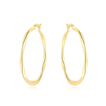 S925 Sterling Silver 18K Gold-Lined Zircon Hoop Earrings for Women