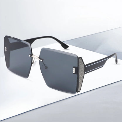 Women’s Vintage Square Frameless Sunglasses – Retro Gradient Lens UV Protection Fashion Shades