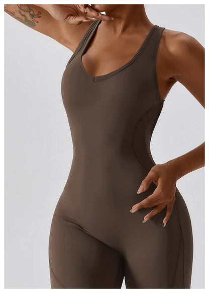 Women's 1 Pcs Seamless Yoga Jumpsuit – Push-Up Fitness Romper for Gym, Workout & Training