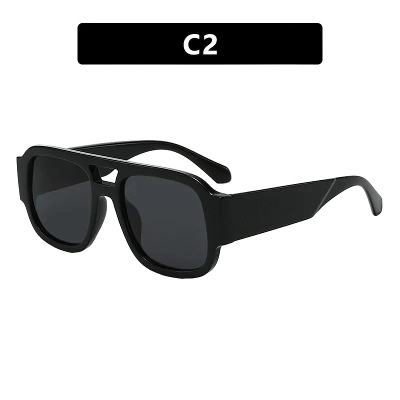 Retro Double Bridge Square Sunglasses for Women & Men – Candy Color Oversized UV400 Fashion Sun Glasses