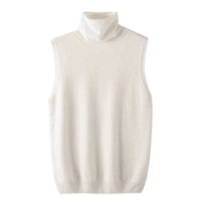 Womens Merino Wool Turtleneck Sweater Vest Sleeveless Knit Top