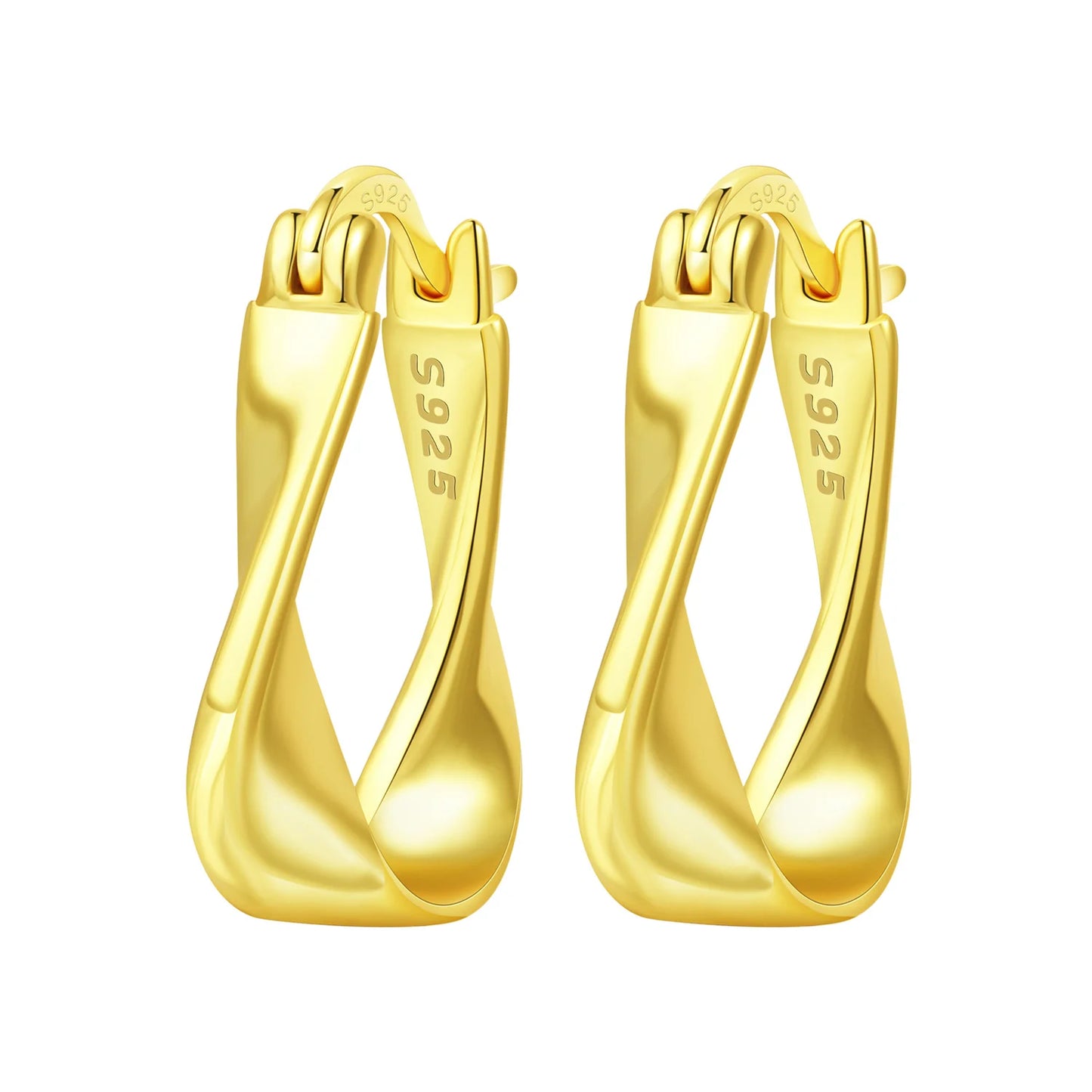 S925 Sterling Silver 18K Gold-Lined Zircon Hoop Earrings for Women