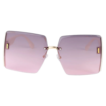 Women’s Vintage Square Frameless Sunglasses – Retro Gradient Lens UV Protection Fashion Shades