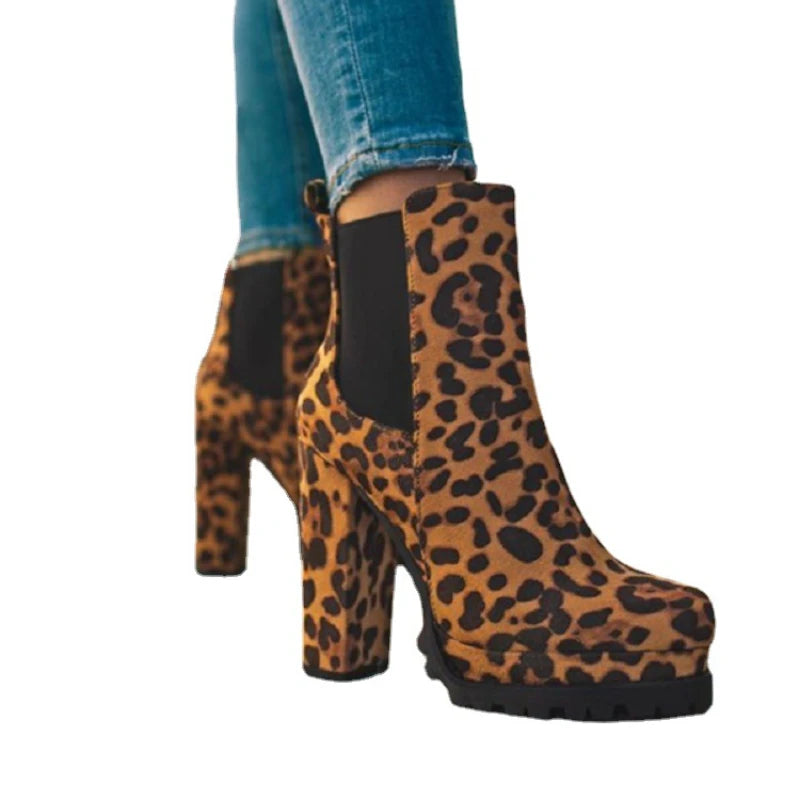 Women’s Open Toe Ankle Boots – Suede Chunky High Heel Fashion Shoes