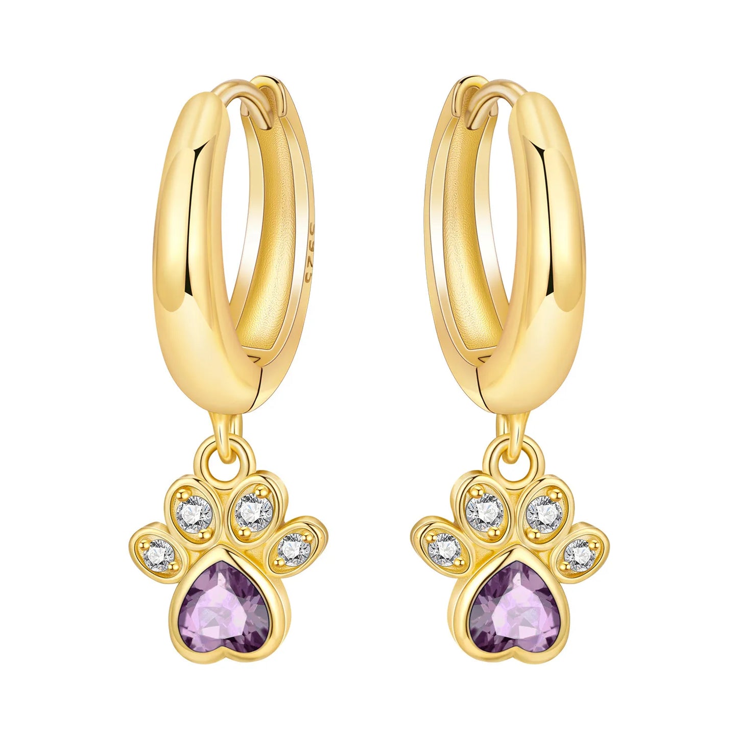S925 Sterling Silver 18K Gold-Lined Zircon Hoop Earrings for Women