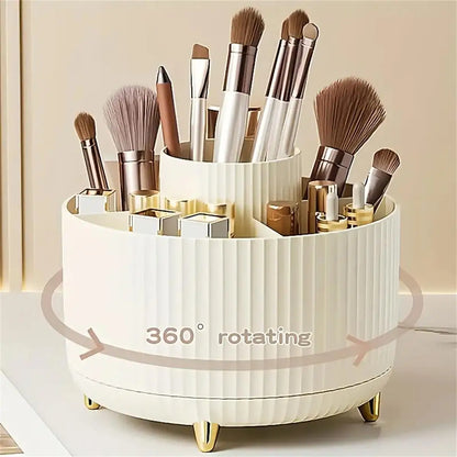 360 Rotating Makeup Organizer Multi Compartment Cosmetic Brush Holder