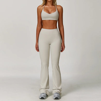 Women's 2/3PCS Yoga Set Workout Clothes Long Sleeve Sports Bra Leggings Gym Running Activewear Outfit