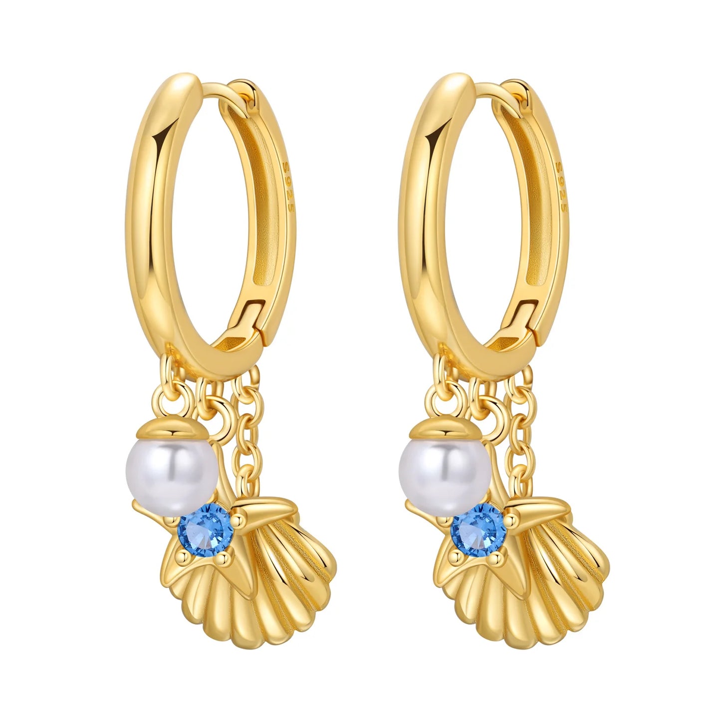 S925 Sterling Silver 18K Gold-Lined Zircon Hoop Earrings for Women