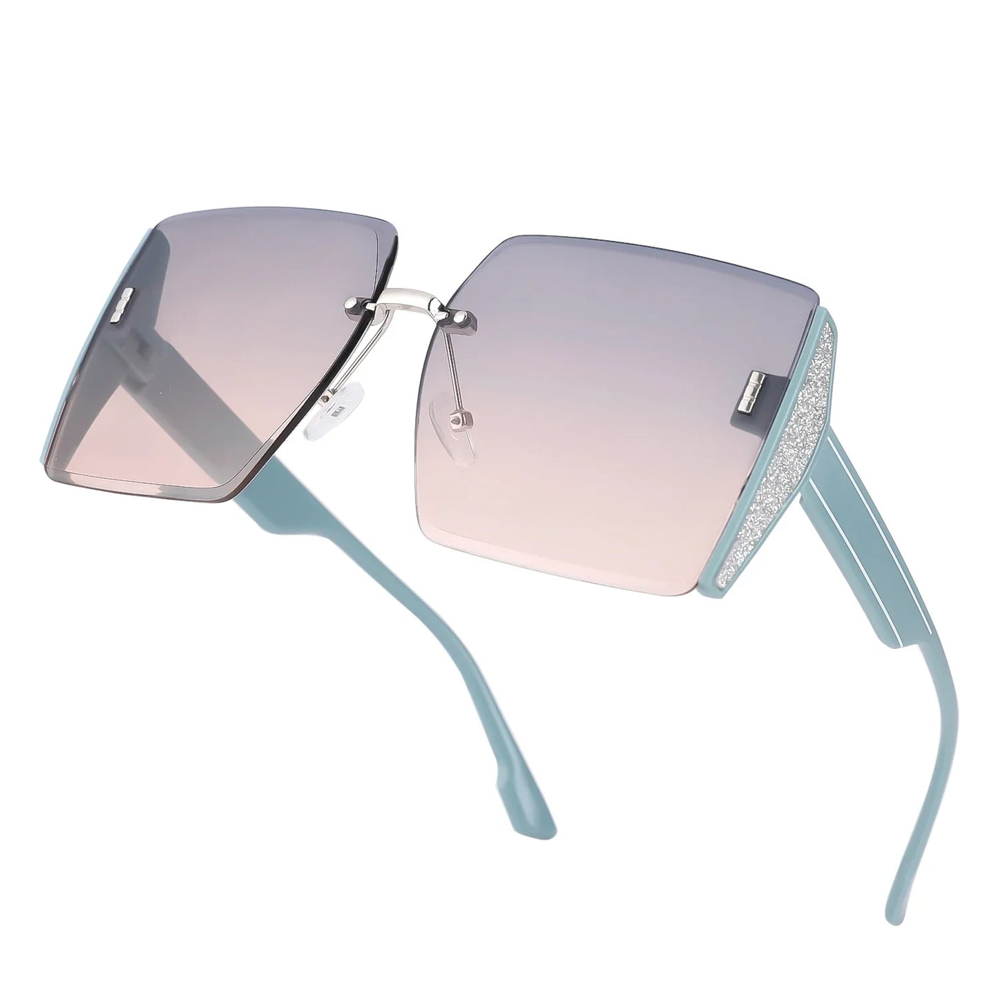 Women’s Vintage Square Frameless Sunglasses – Retro Gradient Lens UV Protection Fashion Shades