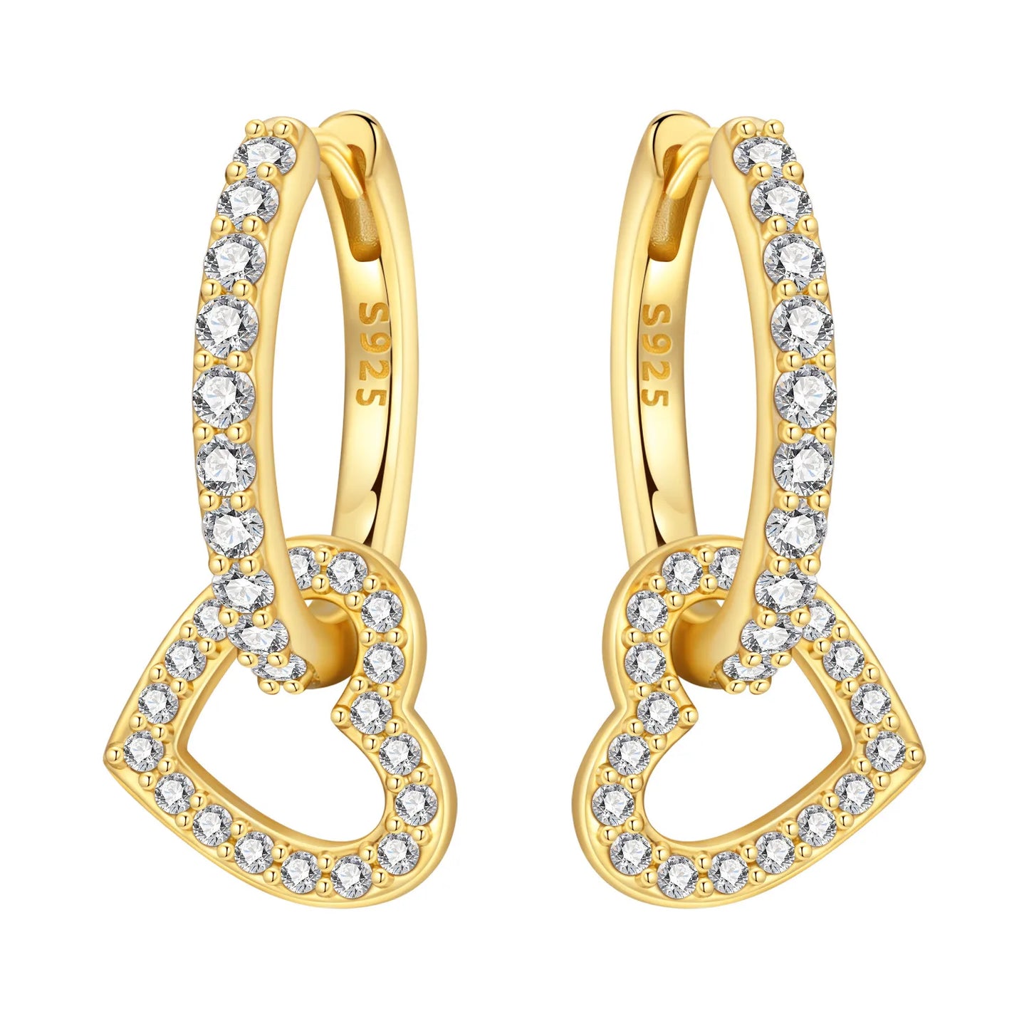 S925 Sterling Silver 18K Gold-Lined Zircon Hoop Earrings for Women