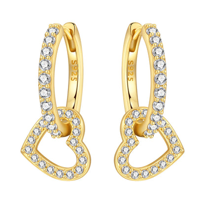S925 Sterling Silver 18K Gold-Lined Zircon Hoop Earrings for Women